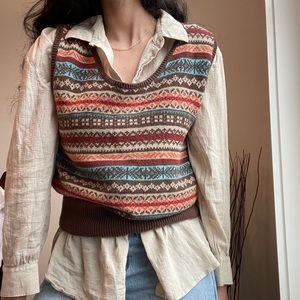 brown vintage sweater vest